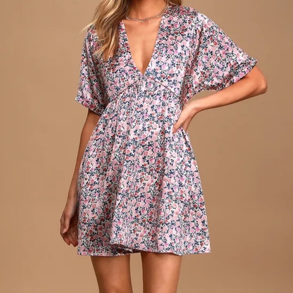 Lulus Dresses & Skirts - Lulus Express Yourself Pink Satin Babydoll Dress Size XS